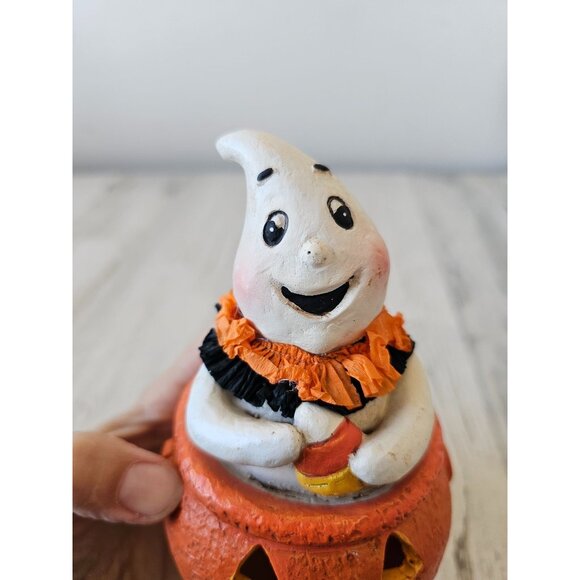 Ashland pumpkin ghost candy corn unique statue figurine Halloween shabby chic - Picture 5 of 6